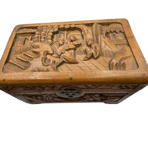 Chinese Vintage Antique Finely Carved Wood Document Box